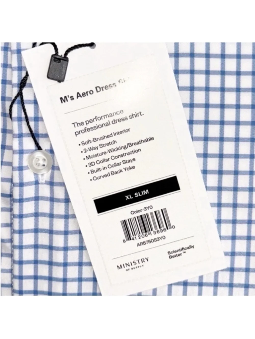 Ministry of Supply Men’s Performance Aero Dress Shirt Blue Slim Fit Size XL New